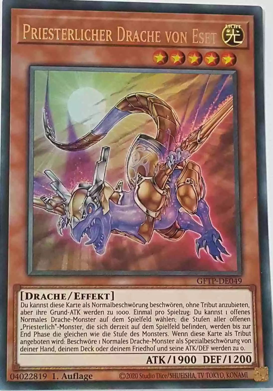 Priesterlicher Drache von Eset GFTP-DE049 ist in Ultra Rare Yu-Gi-Oh Karte aus Ghost From The Past 1.Auflage