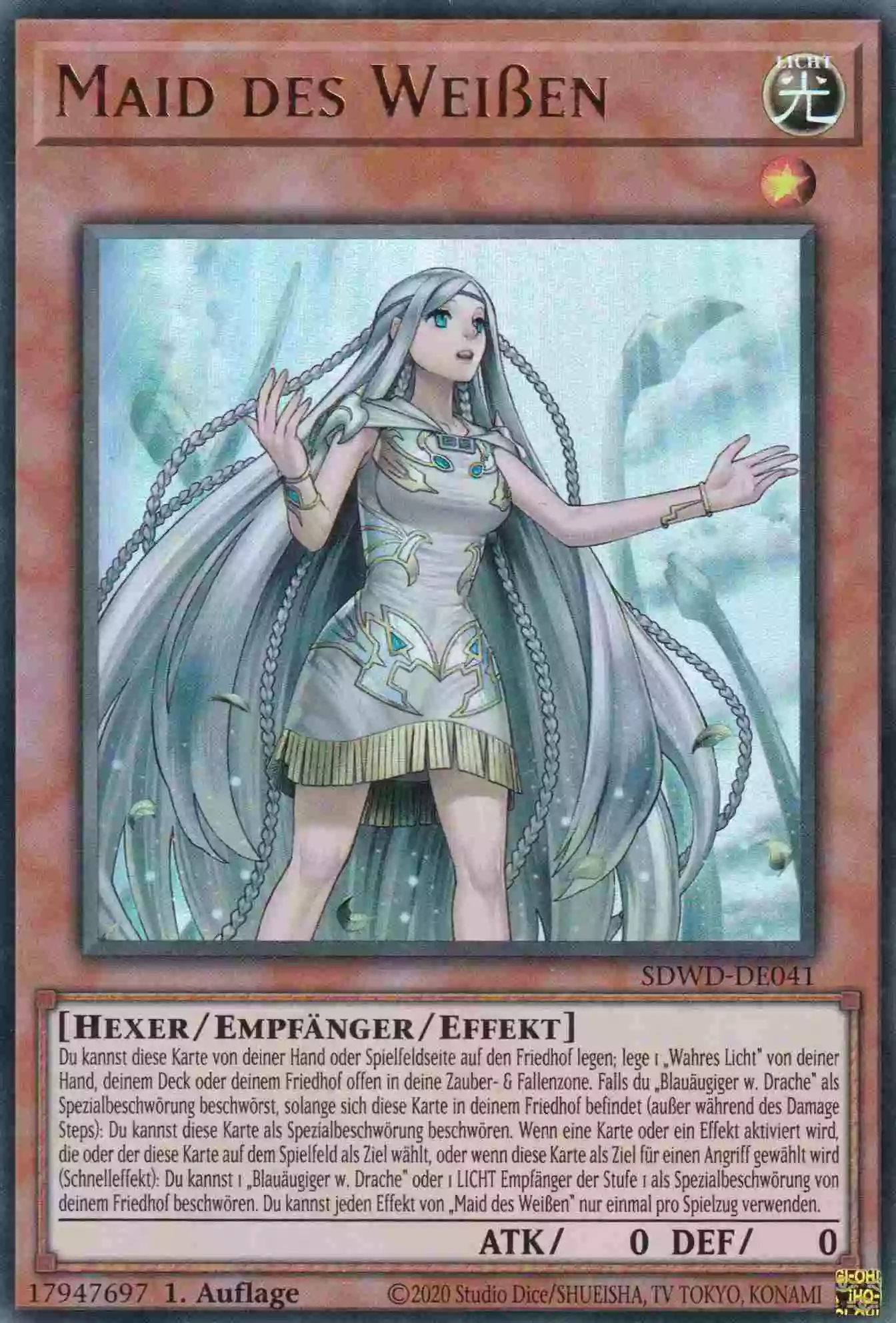 Maid des Weißen SDWD-DE041 ist in Ultra Rare Yu-Gi-Oh Karte aus Blue-Eyes White Destiny 1.Auflage