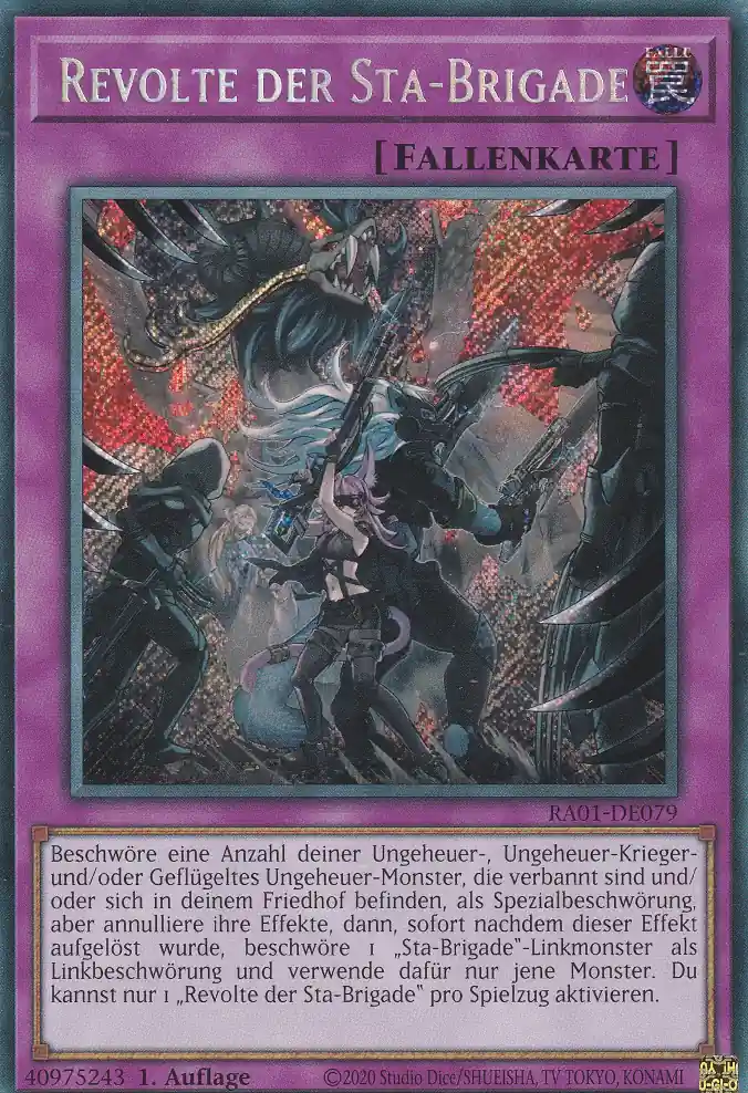 ra01-de079-scr-revolte-der-sta-brigade-secret-rare-25th-anniversary-rarity-collection Revolte der Sta-Brigade RA01-DE079 ist in Secret Rare Yu-Gi-Oh Karte aus 25th Anniversary Rarity Collection 1.Auflage