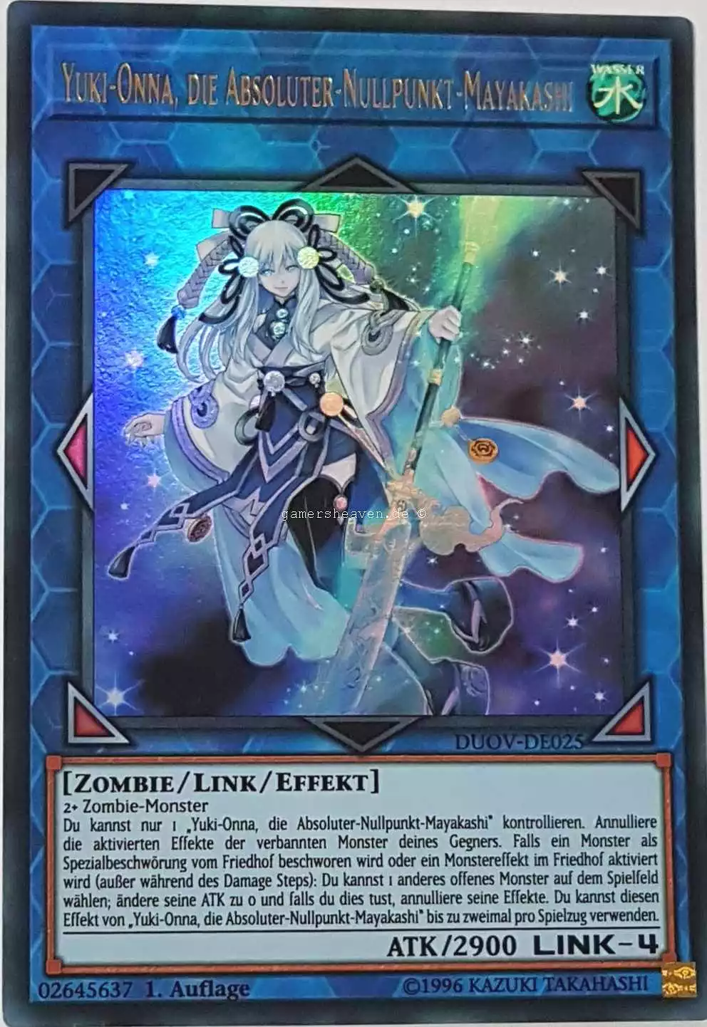 Yuki-Onna, die Absoluter-Nullpunkt-Mayakashi DUOV-DE025 ist in Ultra Rare Yu-Gi-Oh Karte aus Duel Overload 1.Auflage