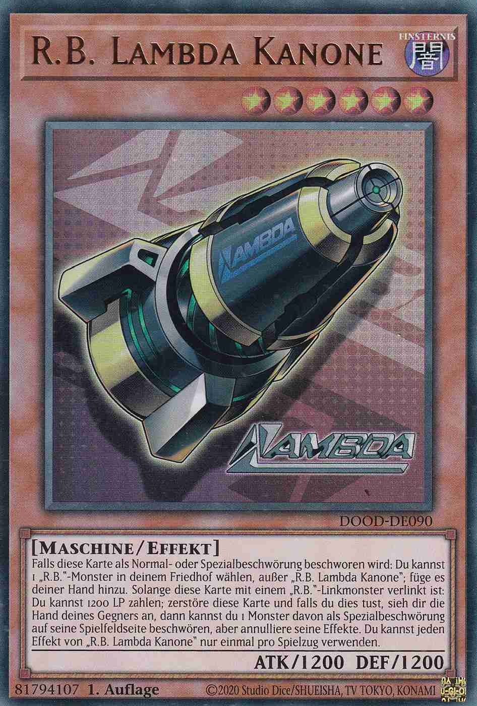 R.B. Lambda Kanone DOOD-DE090 ist in Ultra Rare Yu-Gi-Oh Karte aus Doom of Dimensions 1.Auflage