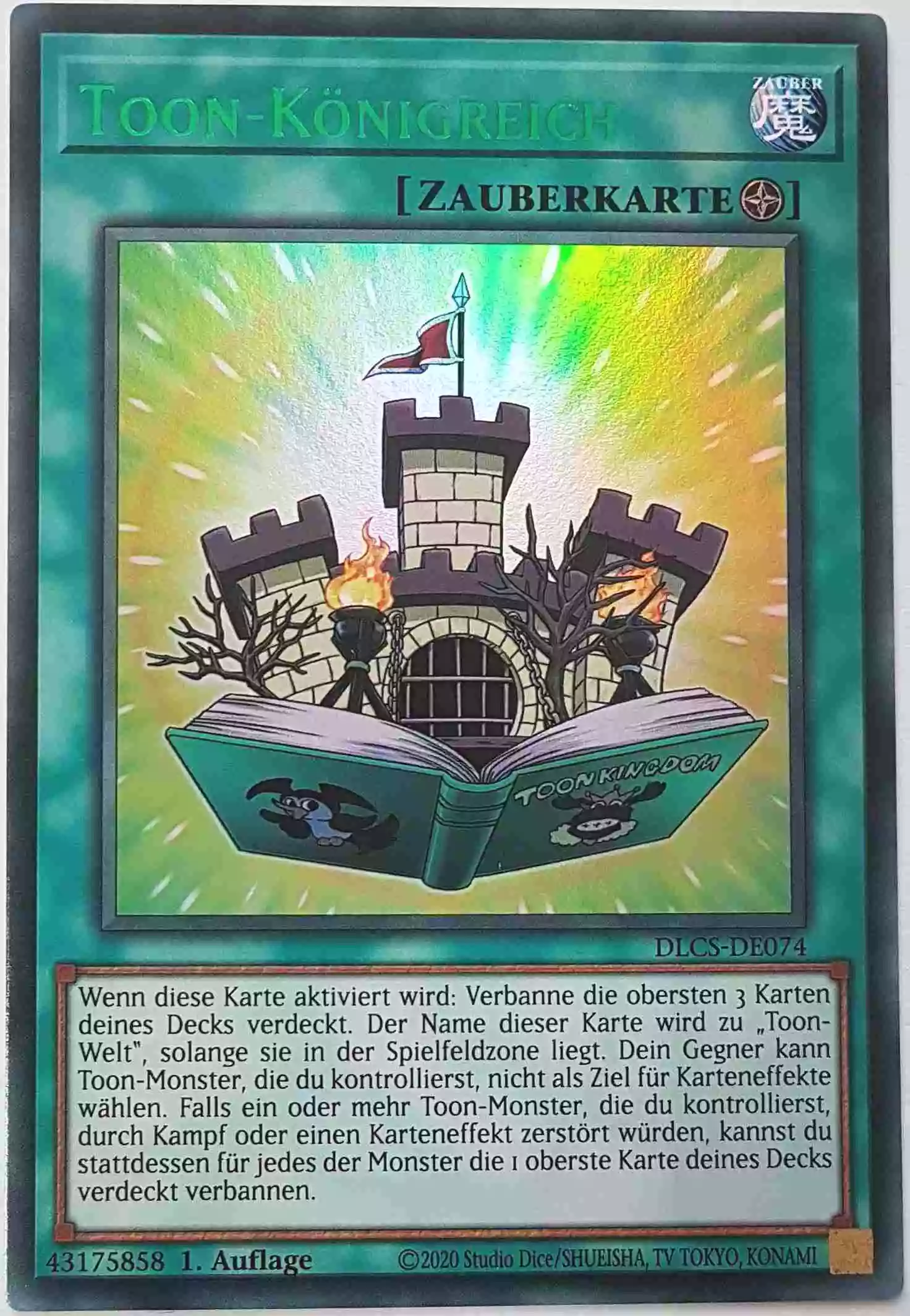dlcs-de074-g-toon-koenigreich-gruen-colorful-ultra-rare Toon-Königreich (grün) DLCS-DE074-G ist in Colorful Ultra Rare Yu-Gi-Oh Karte aus Dragons of Legend The Complete Series 1.Auflage