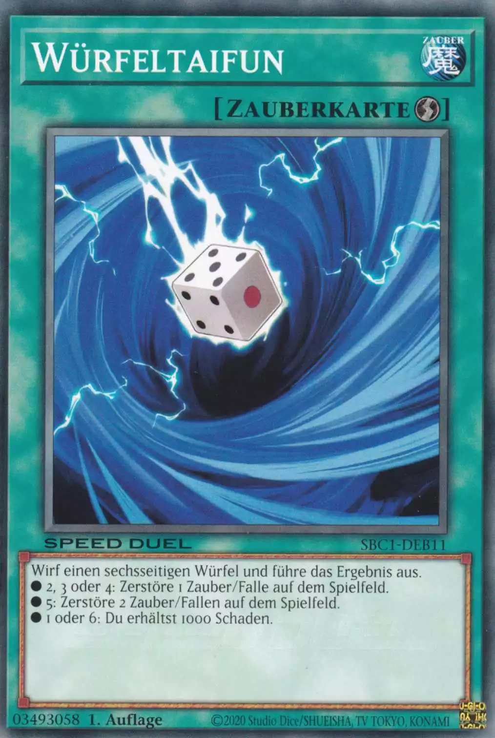 Würfeltaifun SBC1-DEB11 ist in Common Yu-Gi-Oh Karte aus Streets of Battle City 1.Auflage