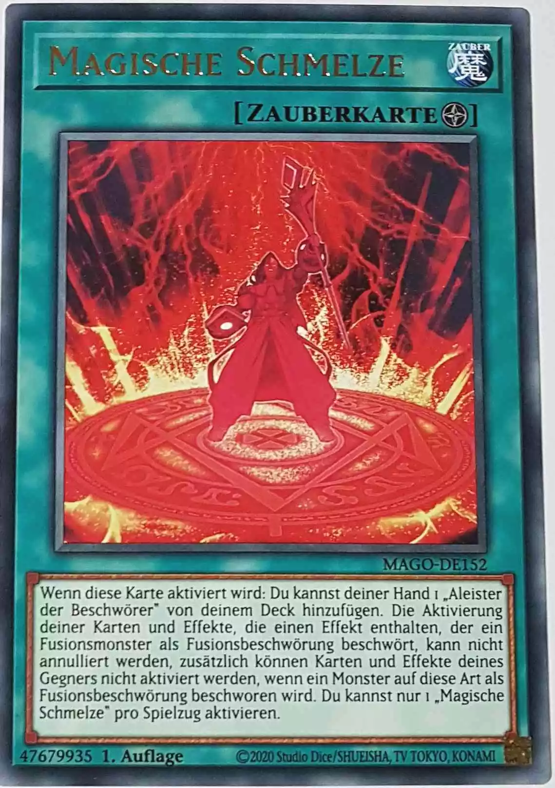 Magische Schmelze MAGO-DE152 ist in Gold Rare Yu-Gi-Oh Karte aus Maximum Gold 1. Auflage