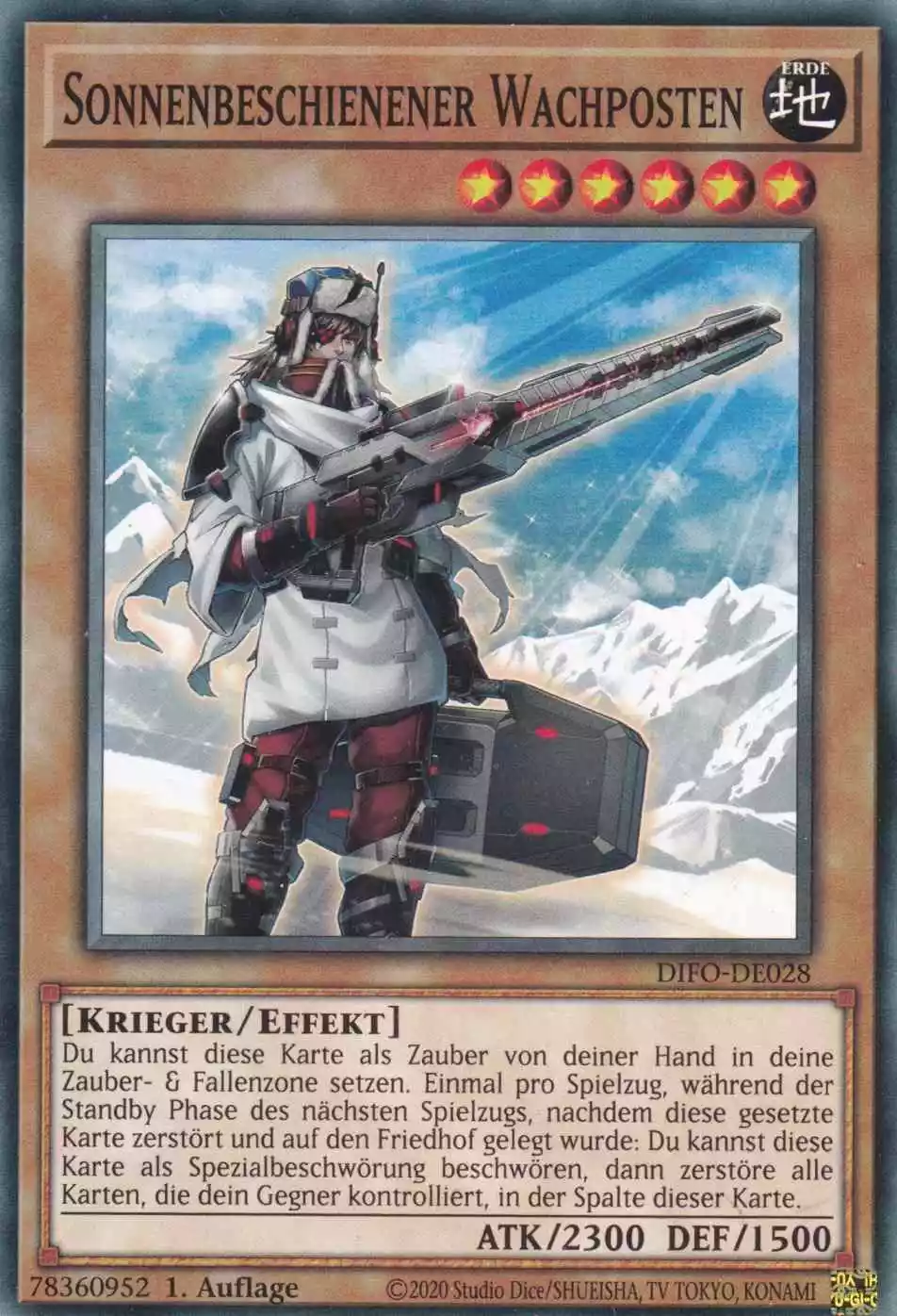 Sonnenbeschienener Wachposten DIFO-DE028 ist in Common Yu-Gi-Oh Karte aus Dimension Force 1.Auflage