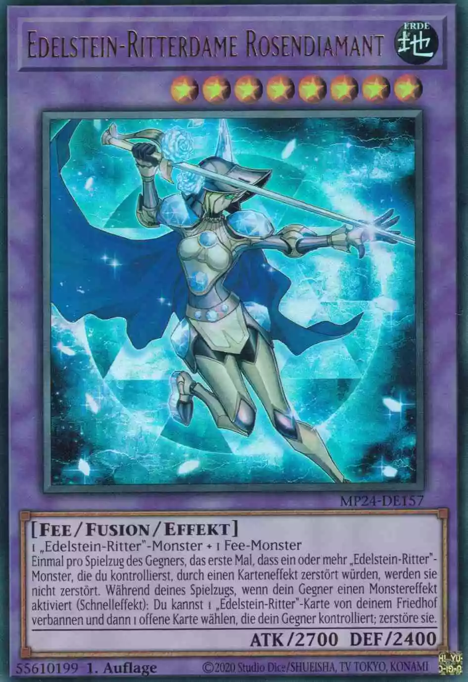 Edelstein-Ritterdame Rosendiamant Ultra Rare MP24-DE157 Yugioh Karte Edelstein-Ritterdame Rosendiamant MP24-DE157 ist in Ultra Rare Yu-Gi-Oh Karte aus 25th Anniversary Tin Dueling Mirrors 1.Auflage