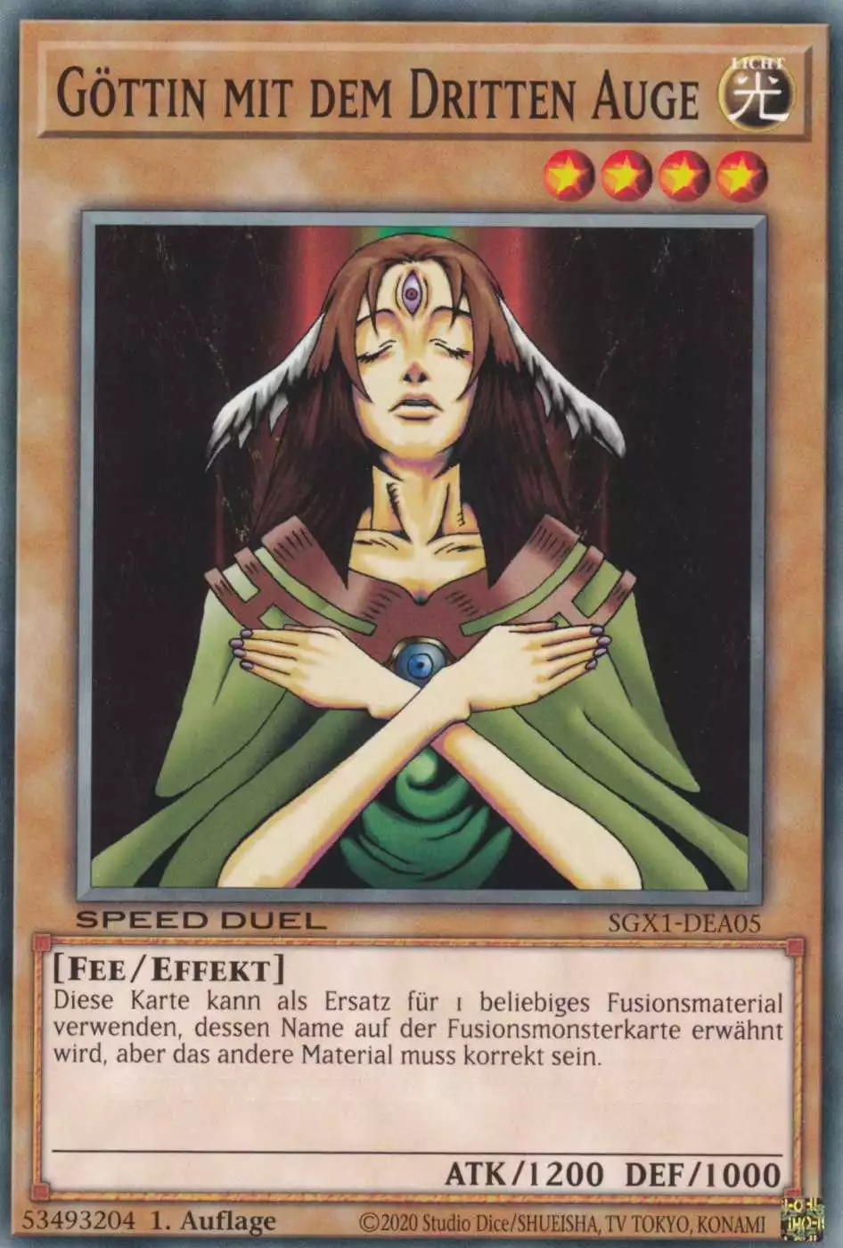 Göttin mit dem Dritten Auge SGX1-DEA05 ist in Common Yu-Gi-Oh Karte aus Speed Duel GX Duel Academy Box 1.Auflage