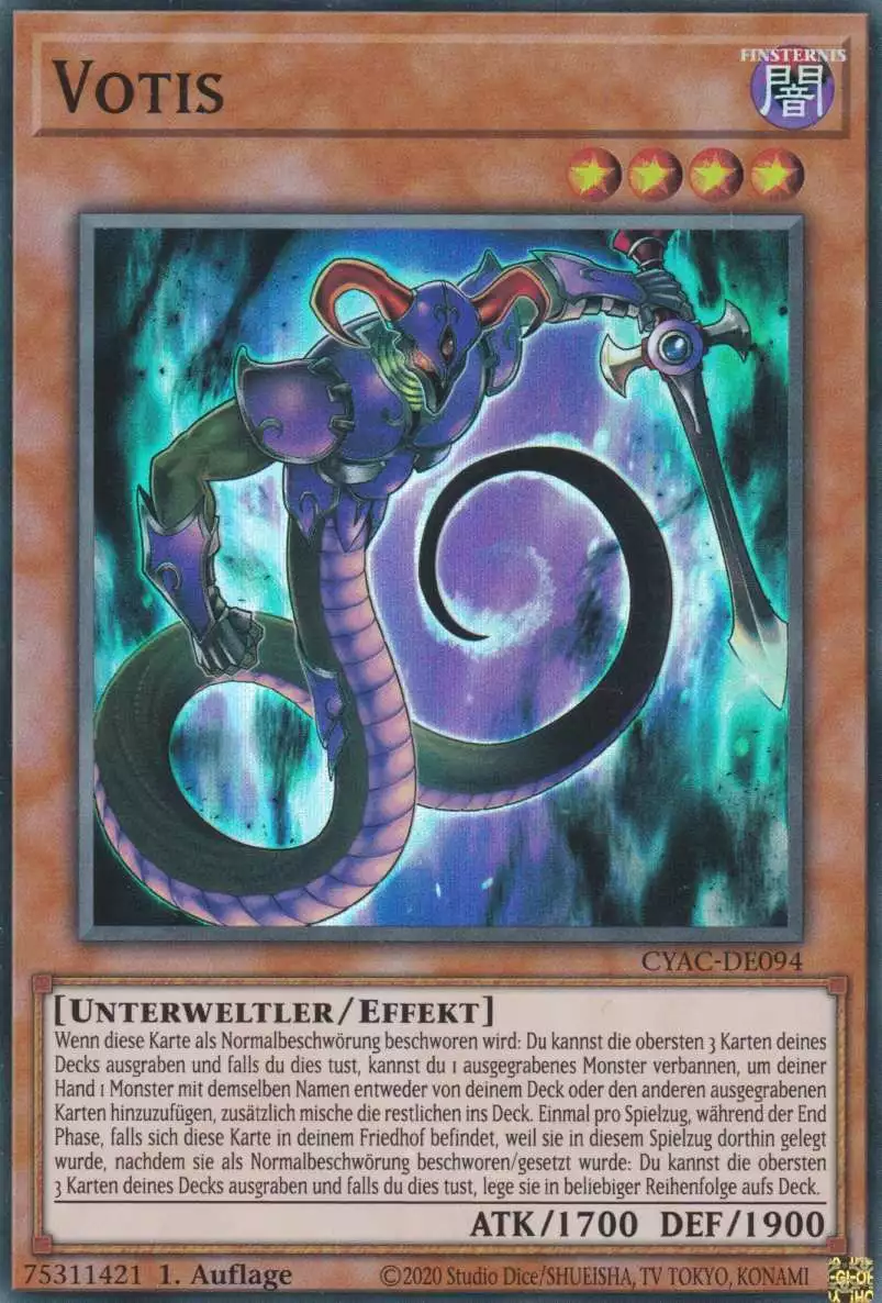 Votis CYAC-DE094 ist in Super Rare Yu-Gi-Oh Karte aus Cyberstorm Access 1.Auflage