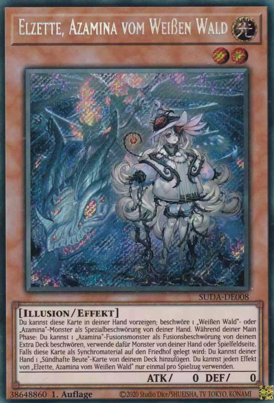 Elzette, Azamina vom Weißen Wald SUDA-DE008 ist in Secret Rare Yu-Gi-Oh Karte aus Supreme Darkness 1.Auflage