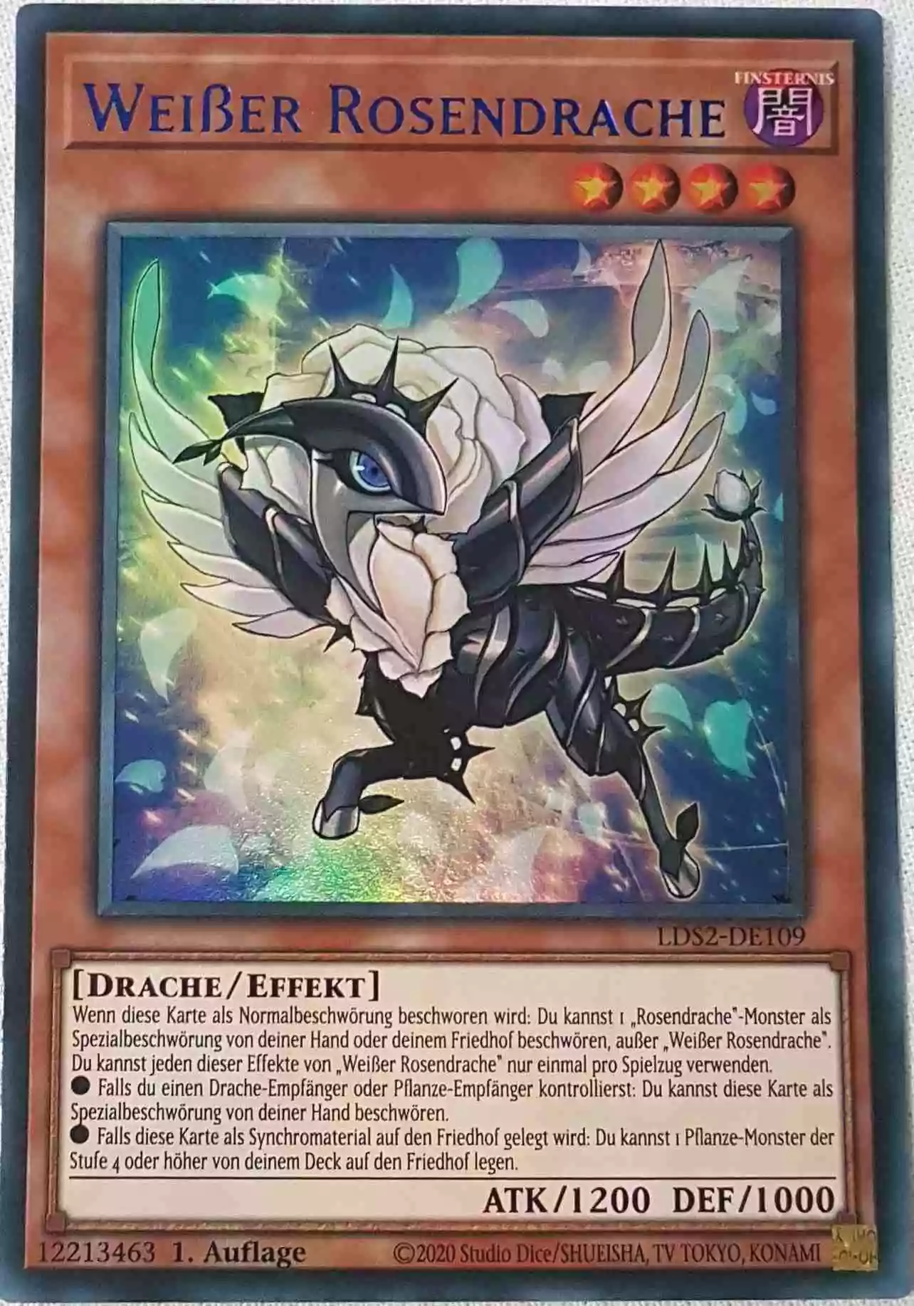 Weißer Rosendrache (blau) LDS2-DE109 ist in Colorful Ultra Rare Yu-Gi-Oh Karte aus Legendary Duelists: Season 2 1.Auflage