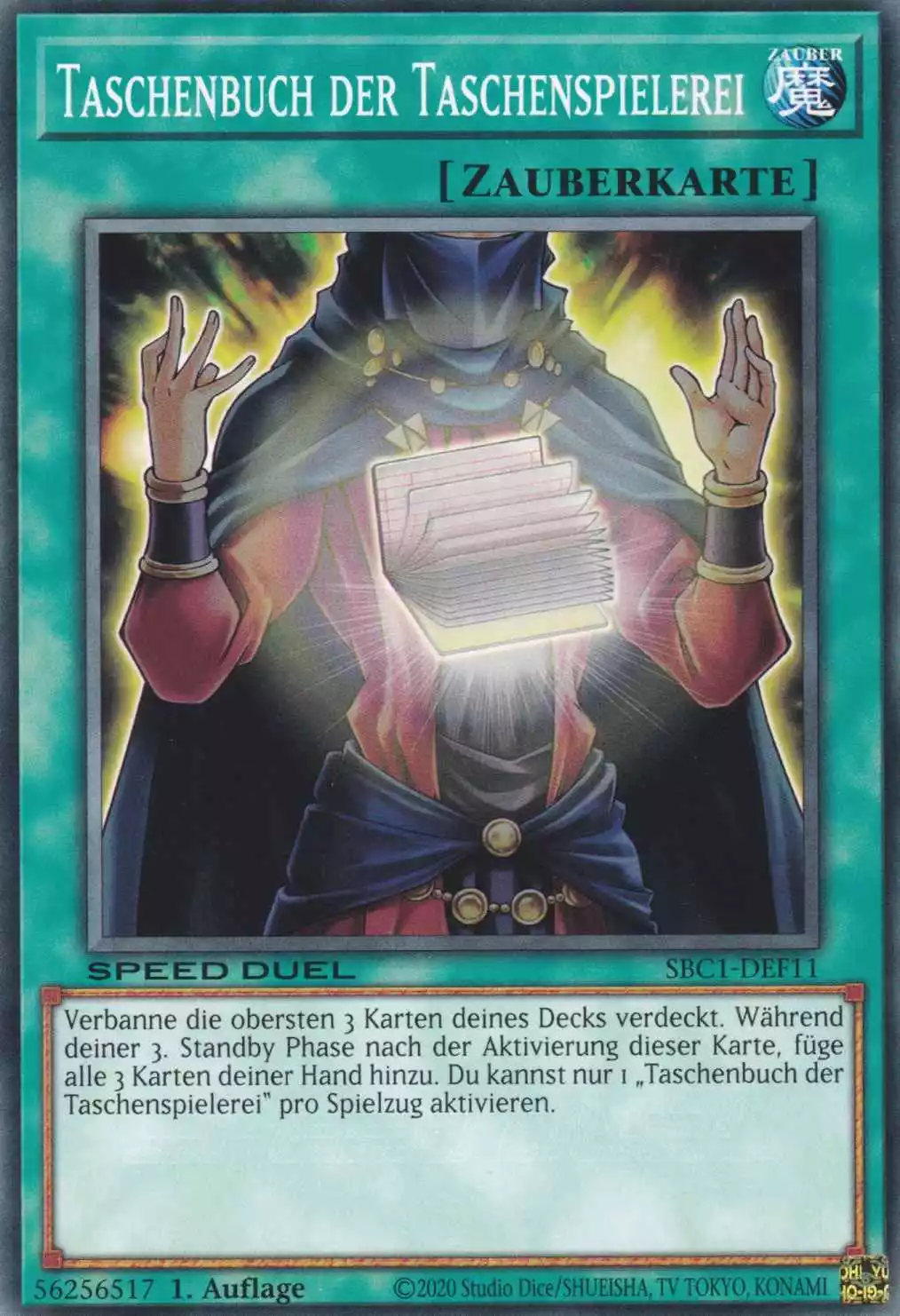 Taschenbuch der Taschenspielerei SBC1-DEF11 ist in Common Yu-Gi-Oh Karte aus Streets of Battle City 1.Auflage