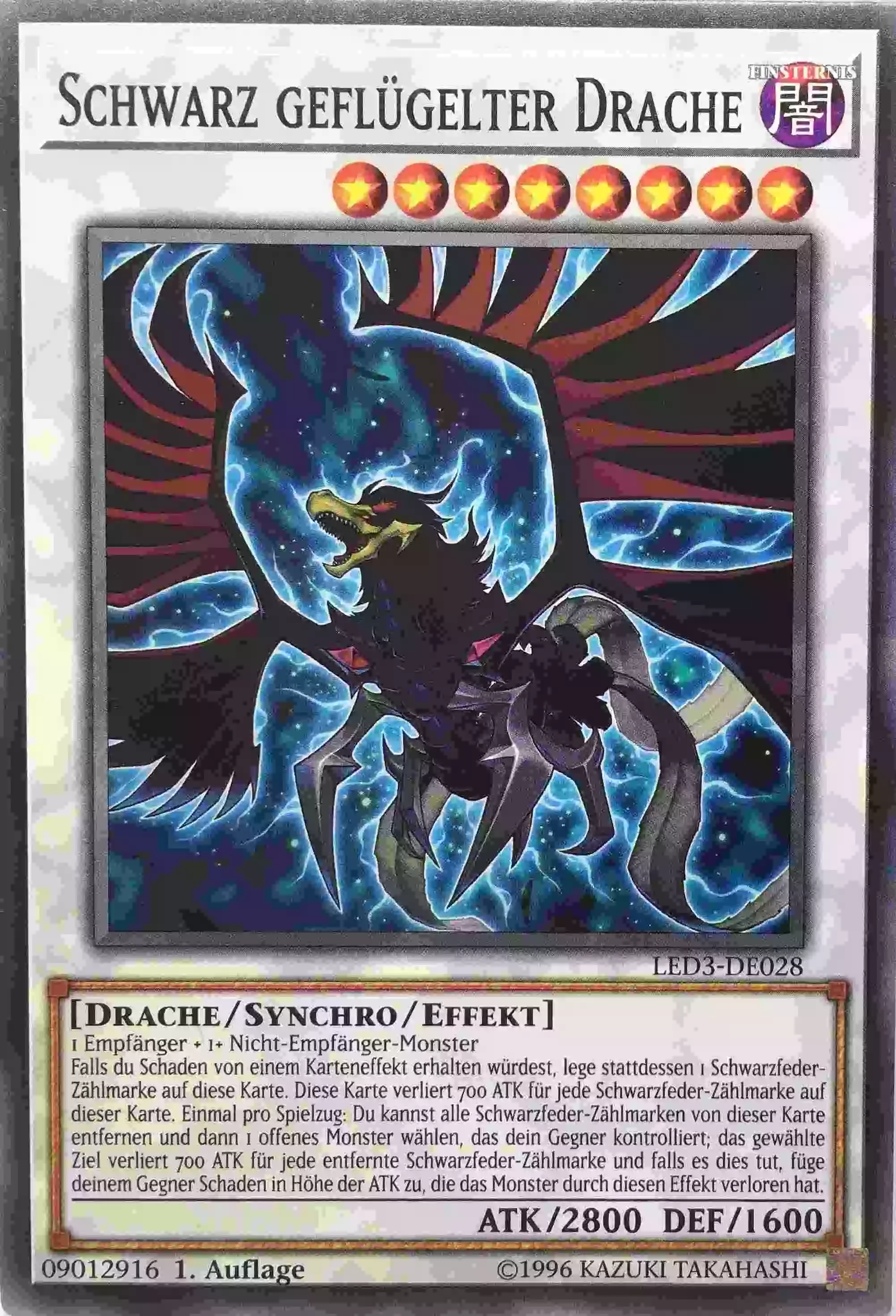 Schwarz geflügelter Drache LED3-DE028 ist in Common Yu-Gi-Oh Karte aus Legendary Duelists White Dragon Abyss 1. Auflage