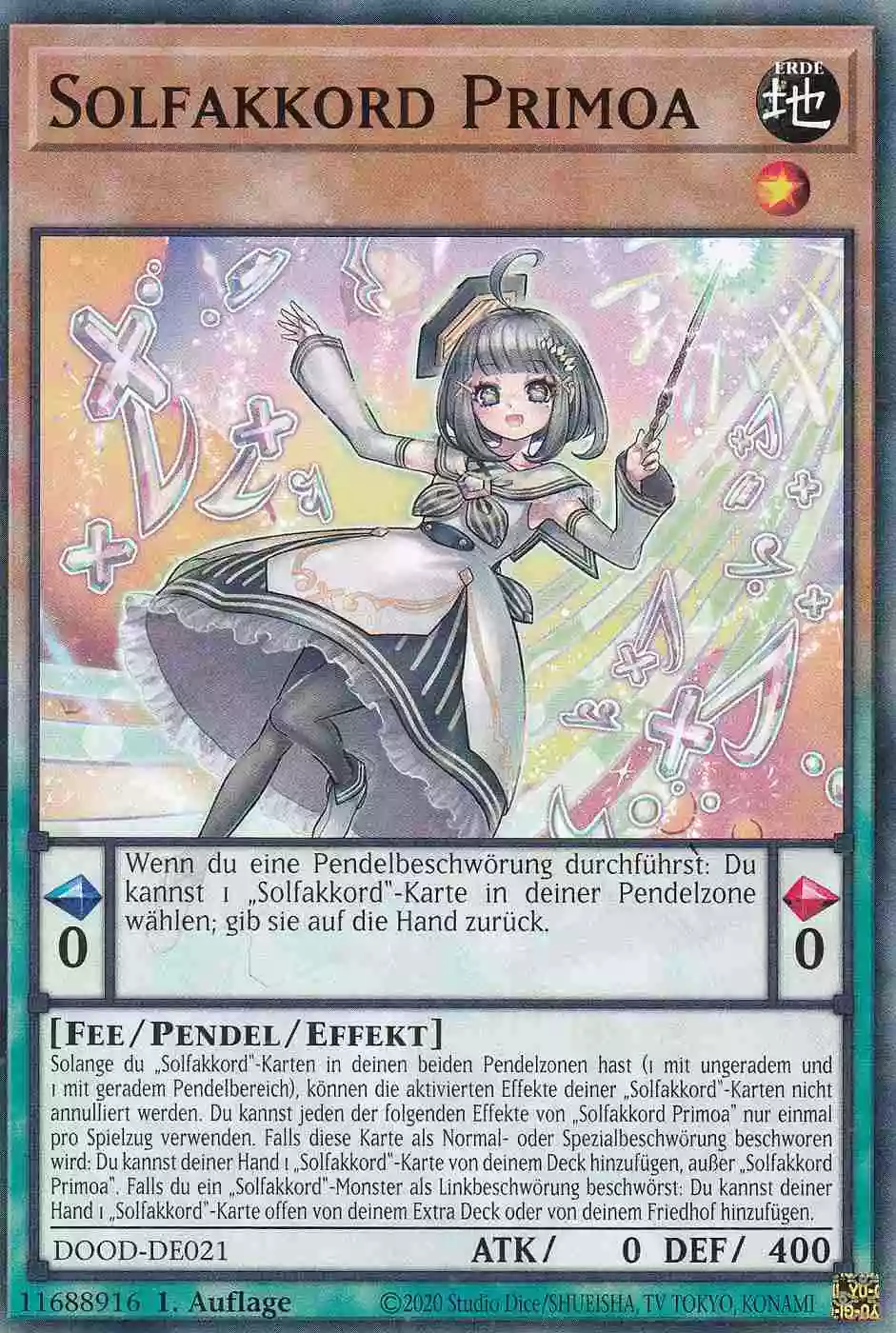 Solfakkord Primoa DOOD-DE021 ist in Common Yu-Gi-Oh Karte aus Doom of Dimensions 1.Auflage