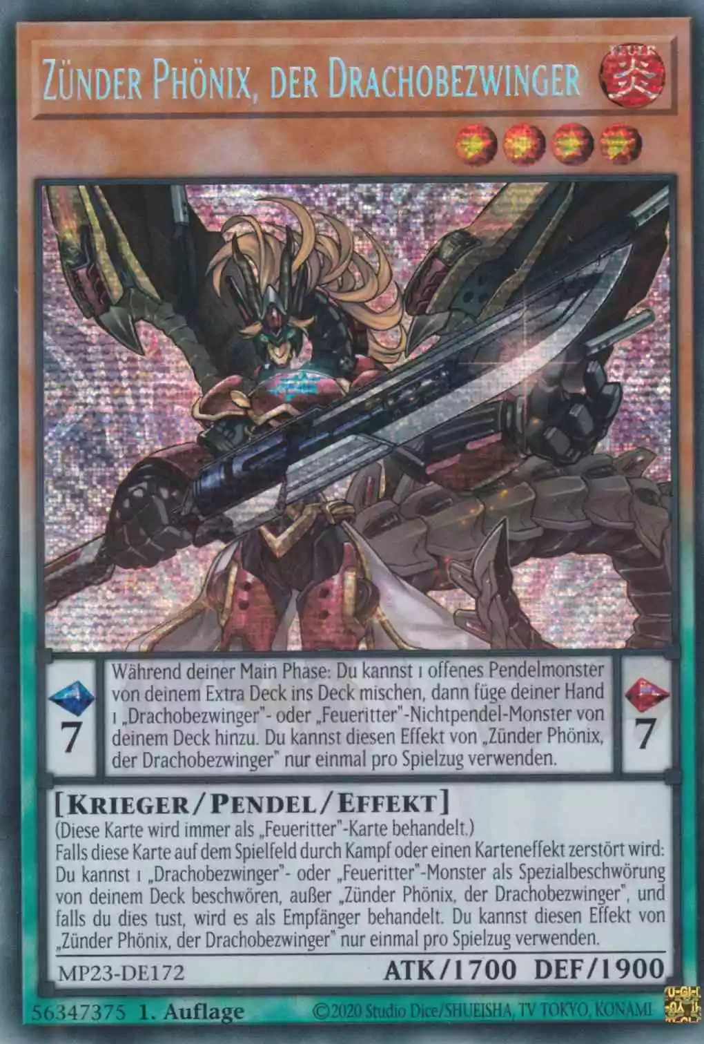 mp23-de172-zuender-phoenix-der-drachobezwinger-prismatic-secret-rare-25th-anniversary-tin-dueling-heroes Zünder Phönix, der Drachobezwinger MP23-DE172 ist in Prismatic Secret Rare Yu-Gi-Oh Karte aus 25th Anniversary Tin Dueling Heroes 1.Auflage