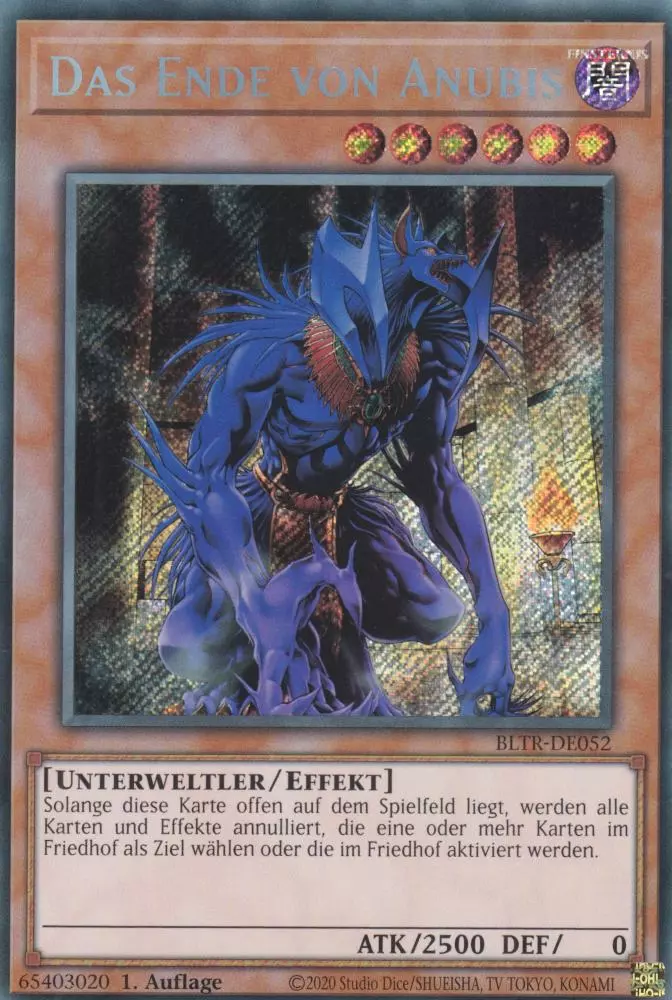 Das Ende von Anubis BLTR-DE052 ist in Secret Rare Yu-Gi-Oh Karte aus Battles of Legend Terminal Revenge 1.Auflage