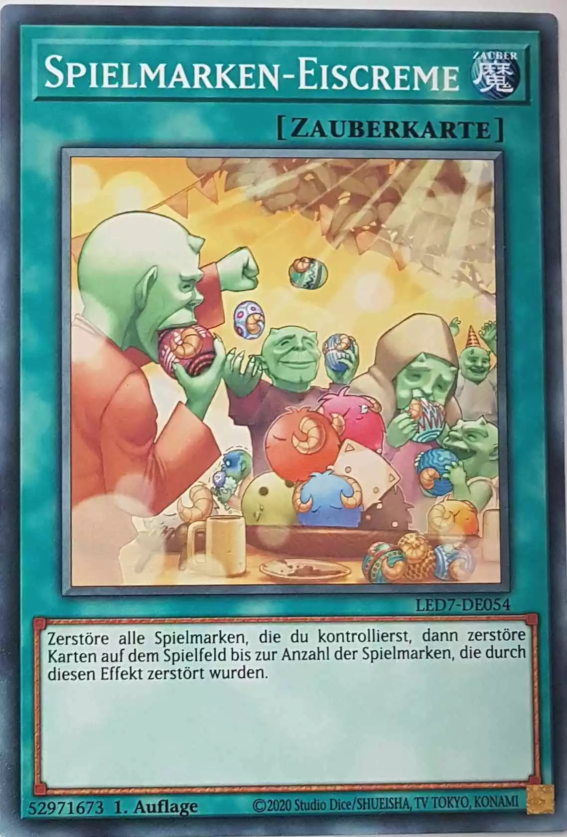 Spielmarken-Eiscreme LED7-DE054 ist in Common Yu-Gi-Oh Karte aus Legendary Duelists Rage of Ra 1.Auflage