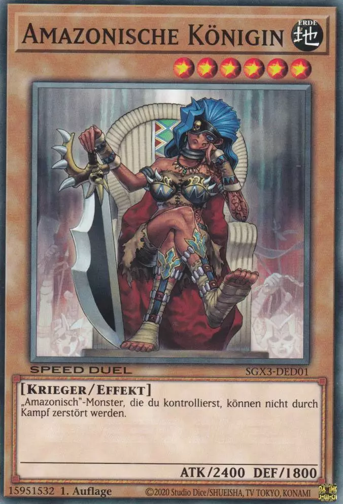 Amazonische Königin SGX3-DED01 ist in Common Yu-Gi-Oh Karte aus Speed Duel GX: Duelists of Shadows 1.Auflage