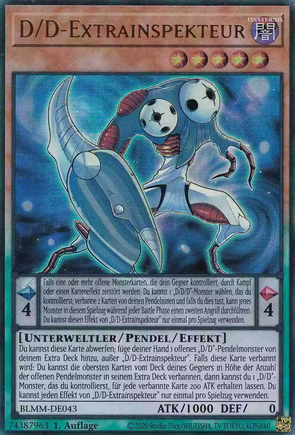 D/D-Extrainspekteur Ultra Rare BLMM-DE043 Yugioh Karte D/D-Extrainspekteur BLMM-DE043 ist in Ultra Rare Yu-Gi-Oh Karte aus Battles of Legend Monster Mayhem 1.Auflage