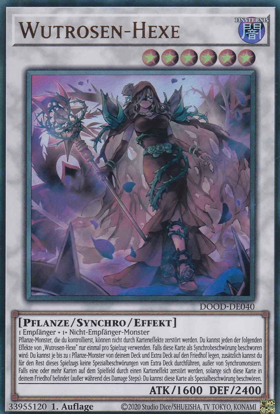 Wutrosen-Hexe DOOD-DE040 ist in Ultra Rare Yu-Gi-Oh Karte aus Doom of Dimensions 1.Auflage