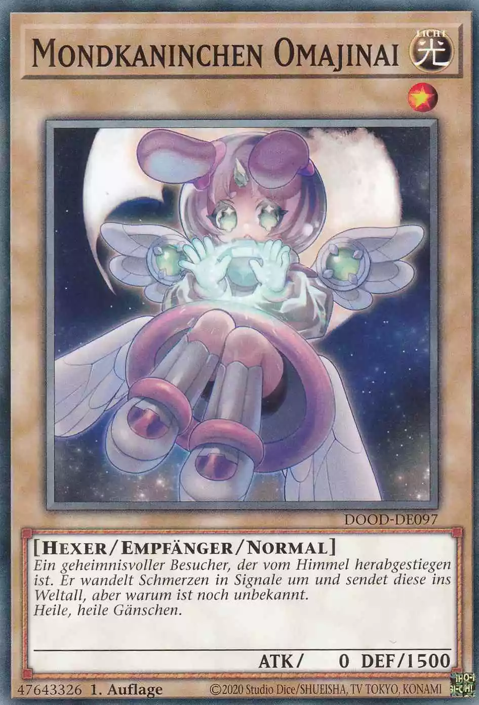 Mondkaninchen Omajinai DOOD-DE097 ist in Common Yu-Gi-Oh Karte aus Doom of Dimensions 1.Auflage