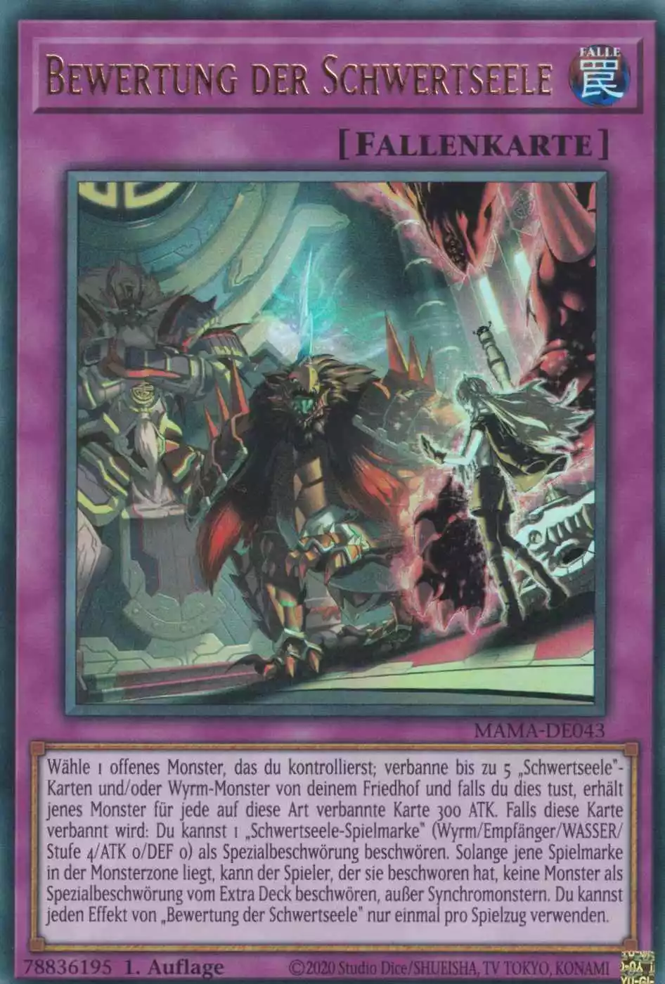 Bewertung der Schwertseele MAMA-DE043 ist in Ultra Rare Yu-Gi-Oh Karte aus Magnificent Mavens 1.Auflage