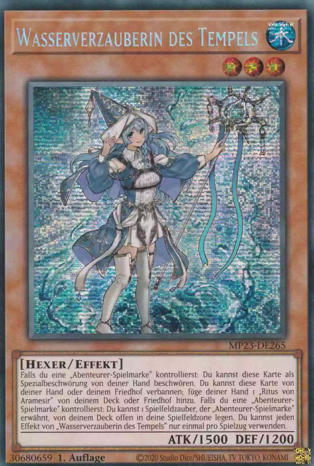 Wasserverzauberin des Tempels MP23-DE265 ist in Prismatic Secret Rare Yu-Gi-Oh Karte aus 25th Anniversary Tin Dueling Heroes 1.Auflage