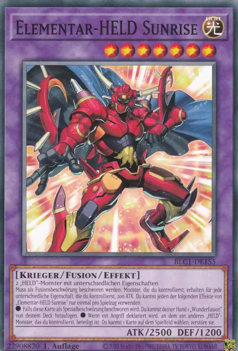 Elementar-HELD Sunrise BLC1-DE155 ist in Common Yu-Gi-Oh Karte aus Battles of Legend Chapter 1 1.Auflage