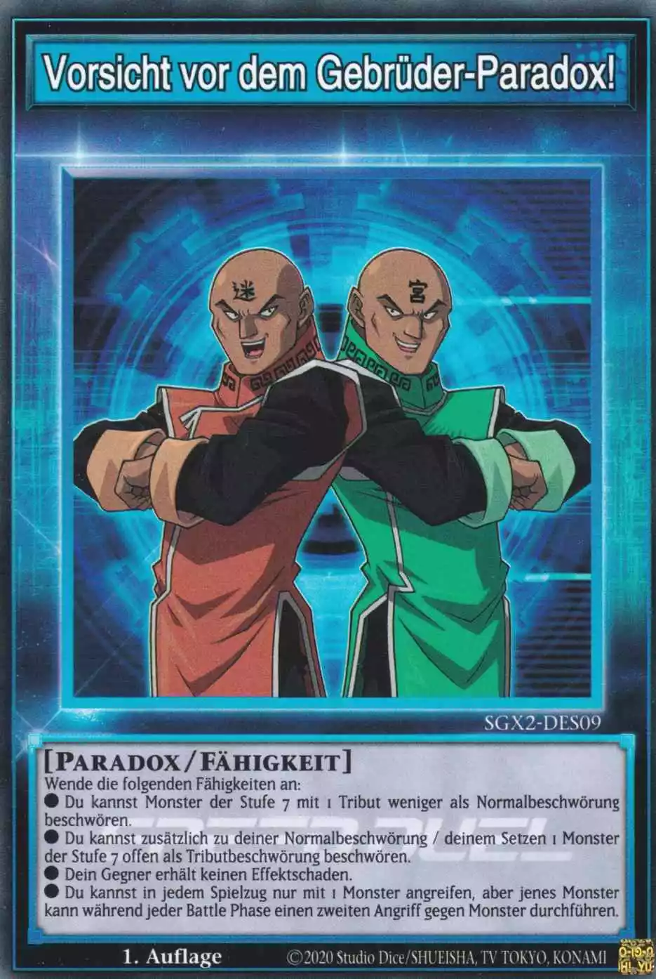 Vorsicht vor dem Gebrüder-Paradox! SGX2-DES09 ist in Common Yu-Gi-Oh Karte aus Speed Duel GX: Midterm Paradox 1.Auflage