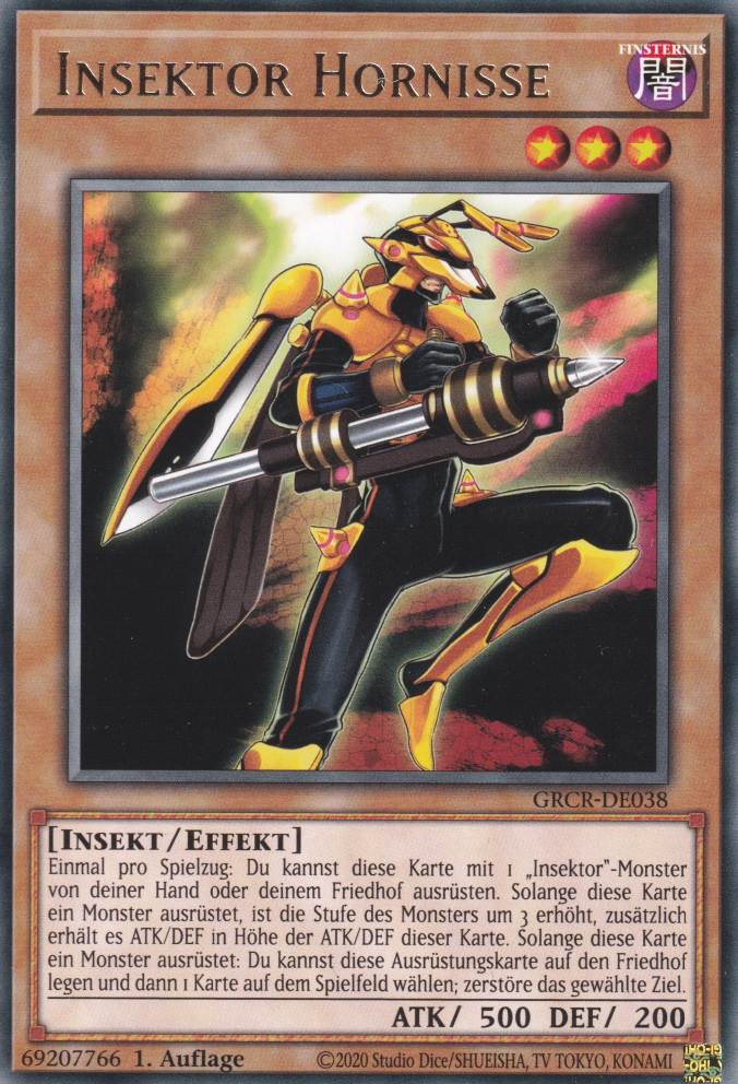 Insektor Hornisse GRCR-DE038 ist in Rare Yu-Gi-Oh Karte aus The Grand Creators 1.Auflage