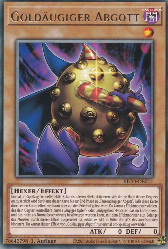 Goldäugiger Abgott KICO-DE011 ist in Rare Yu-Gi-Oh Karte aus King's Court 1.Auflage