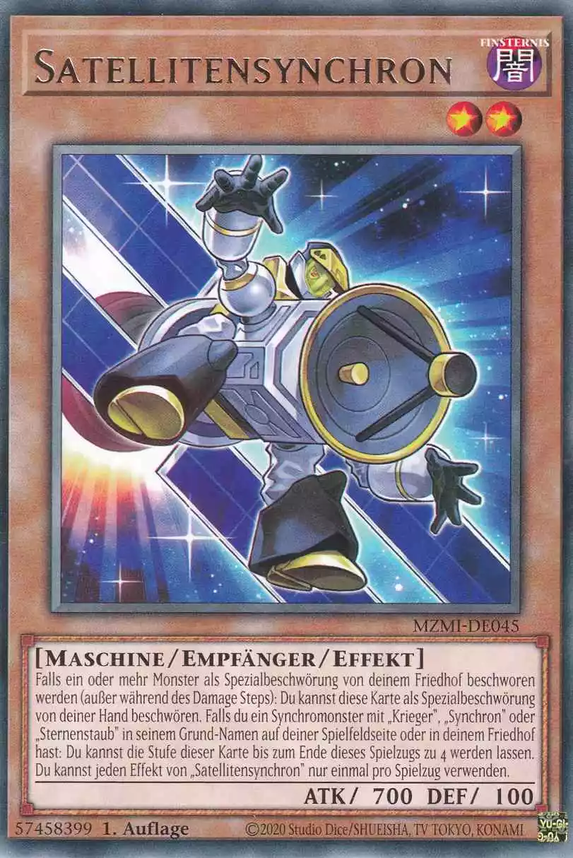 Satellitensynchron MZMI-DE045 ist in Rare Yu-Gi-Oh Karte aus Maze of Millennia 1.Auflage