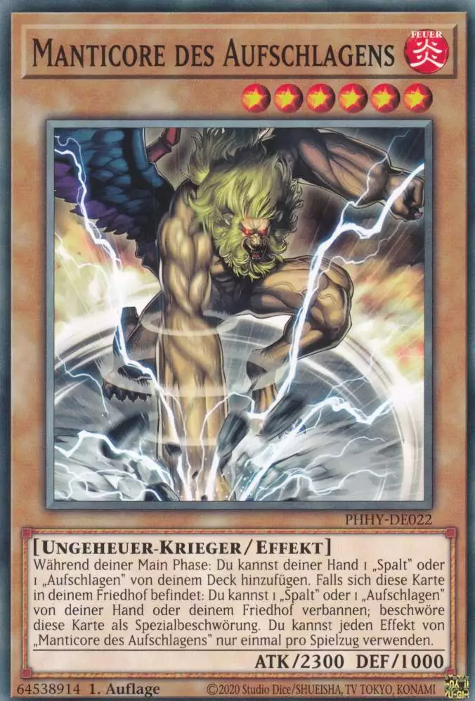 Manticore des Aufschlagens PHHY-DE022 ist in Common Yu-Gi-Oh Karte aus Photon Hypernova 1.Auflage