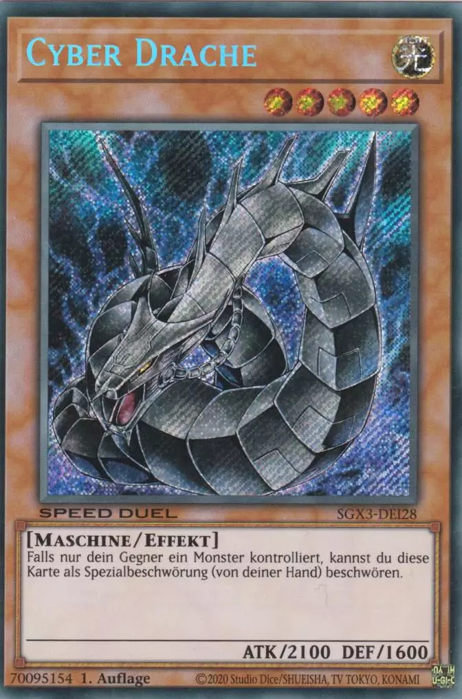 Cyber Drache SGX3-DEI28 ist in Secret Rare Yu-Gi-Oh Karte aus Speed Duel GX: Duelists of Shadows 1.Auflage