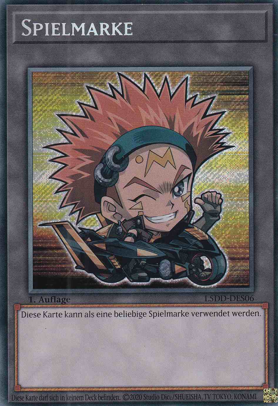 Spielmarke (Crow) L5DD-DES06 ist in Secret Rare Yu-Gi-Oh Karte aus Legendary 5D’s Decks 1.Auflage