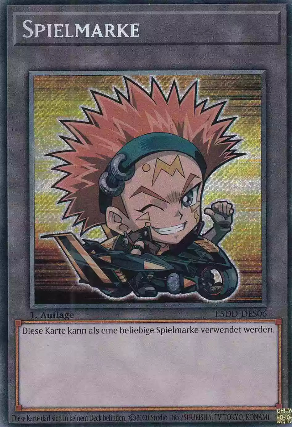 Spielmarke (Crow) L5DD-DES06 ist in Secret Rare Yu-Gi-Oh Karte aus Legendary 5D’s Decks 1.Auflage