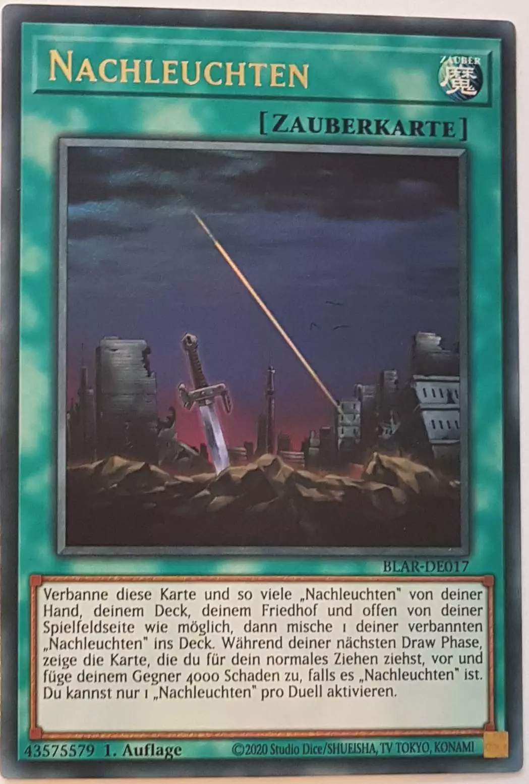 Nachleuchten BLAR-DE017 ist in Ultra Rare Yu-Gi-Oh Karte aus Battles of Legend: Armageddon 1.Auflage