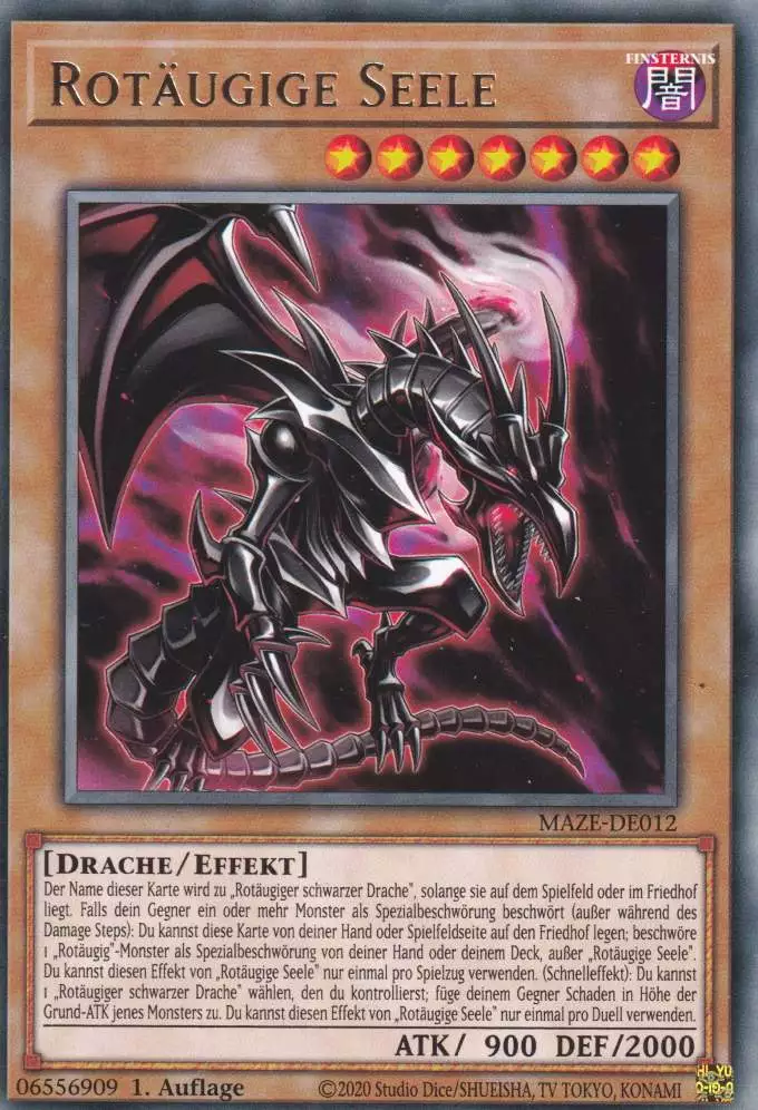 Rotäugige Seele MAZE-DE012 ist in Rare Yu-Gi-Oh Karte aus Maze of Memories 1.Auflage