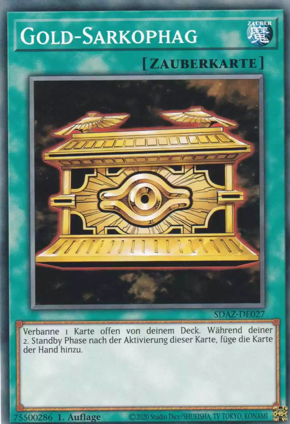 Gold-Sarkophag SDAZ-DE027 ist in Common Yu-Gi-Oh Karte aus Structure Deck Albaz Strike 1.Auflage