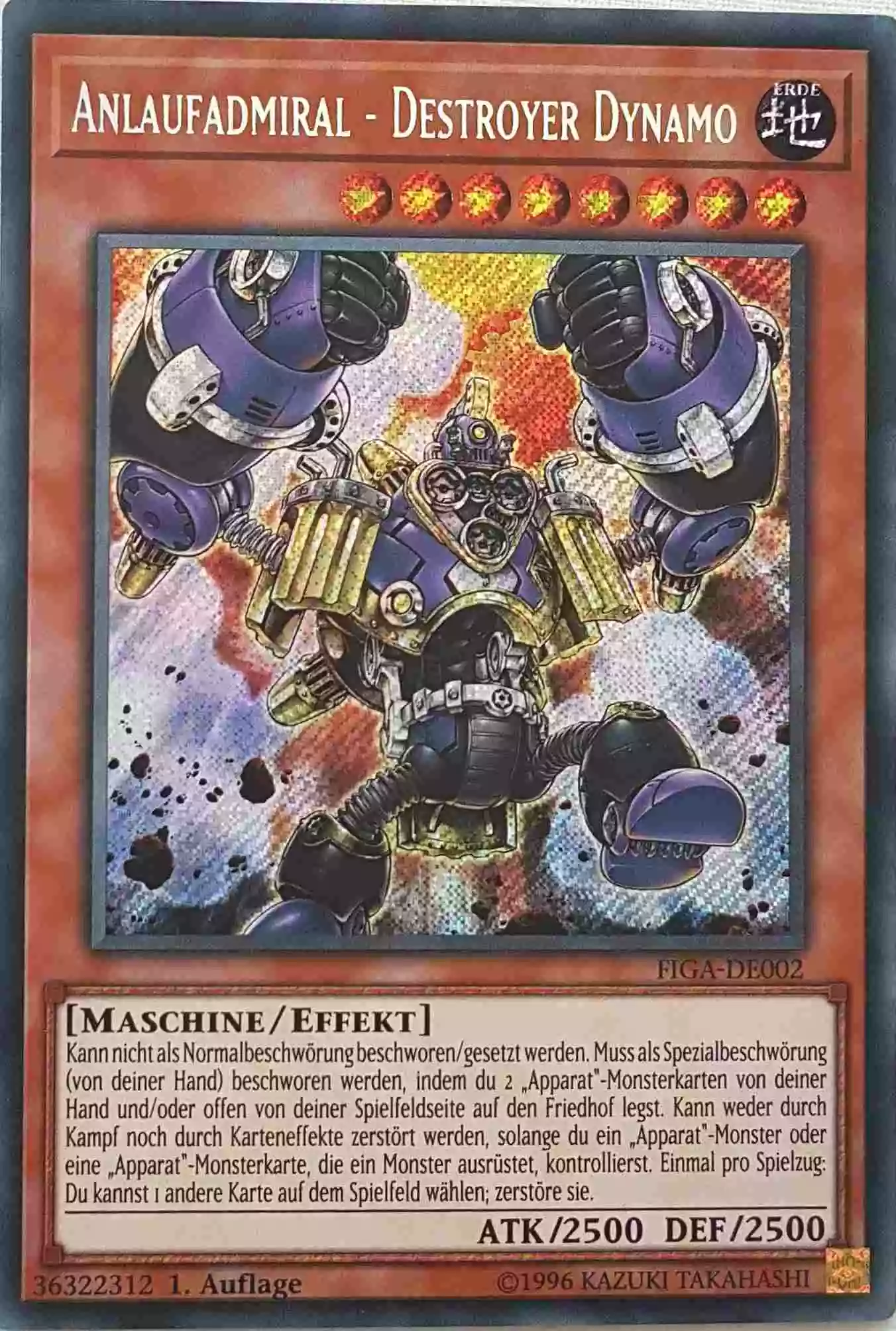 Anlaufadmiral - Destroyer Dynamo FIGA-DE002 ist in Secret Rare Yu-Gi-Oh Karte aus Fists of the Gadgets 1.Auflage