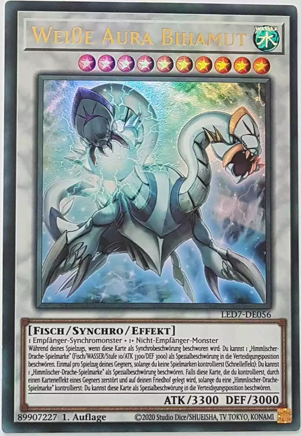 Weiße Aura Bihamut LED7-DE056 ist in Ultra Rare Yu-Gi-Oh Karte aus Legendary Duelists Rage of Ra 1.Auflage