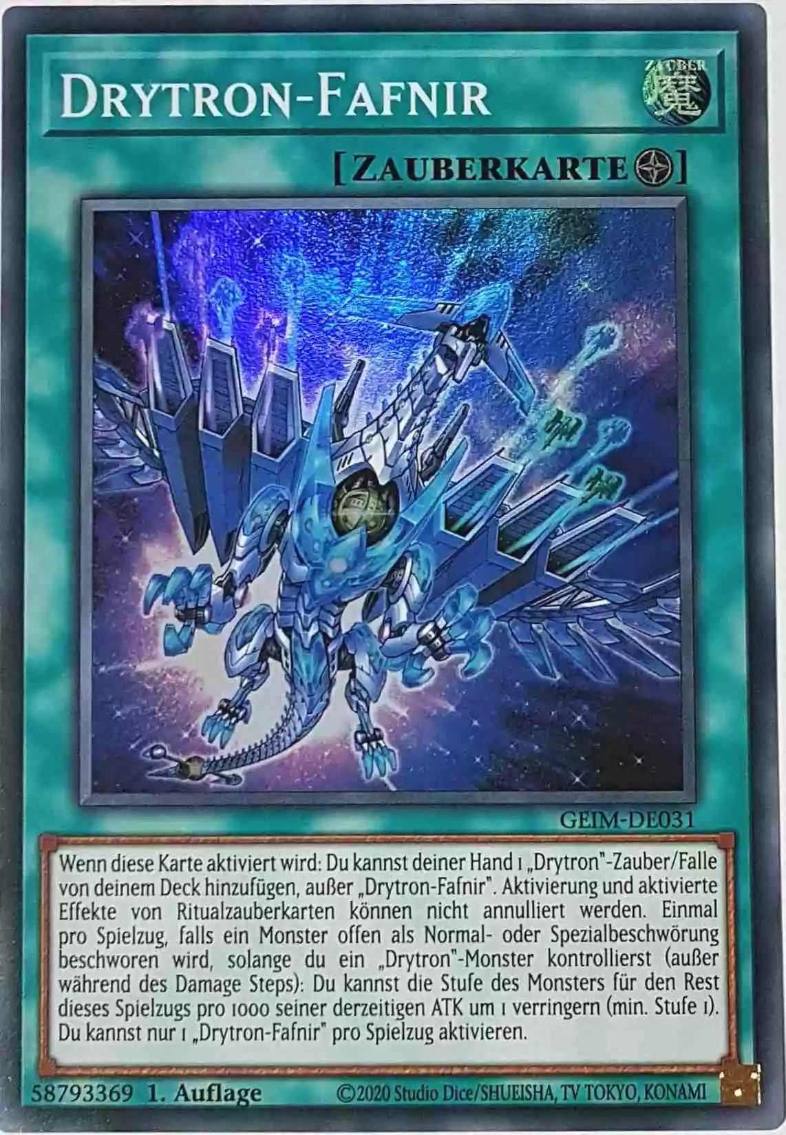 Drytron-Fafnir GEIM-DE031 ist in Super Rare Yu-Gi-Oh Karte aus Genesis Impact 1. Auflage