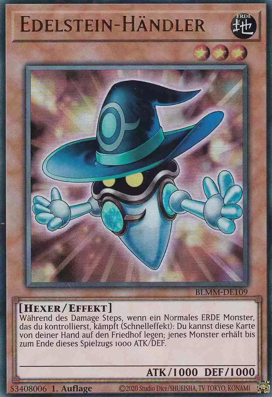 Edelstein-Händler Ultra Rare BLMM-DE109 Yugioh Karte Edelstein-Händler BLMM-DE109 ist in Ultra Rare Yu-Gi-Oh Karte aus Battles of Legend Monster Mayhem 1.Auflage