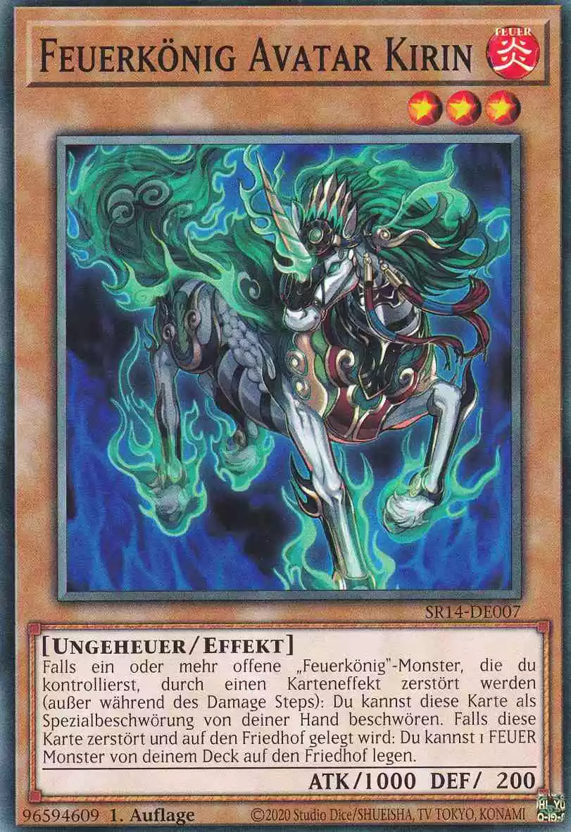 Feuerkönig Avatar Kirin SR14-DE007 ist in Common Yu-Gi-Oh Karte aus Fire Kings 1.Auflage