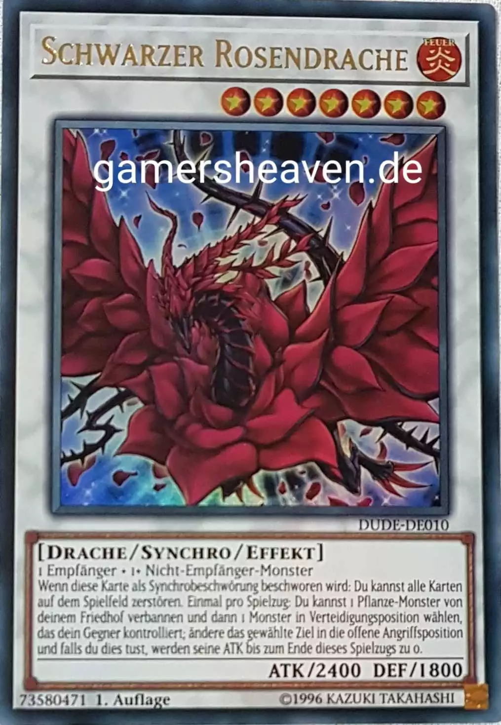 Schwarzer Rosendrache DUDE-DE010 ist in Ultra Rare aus Duel Devastator 1.Auflage