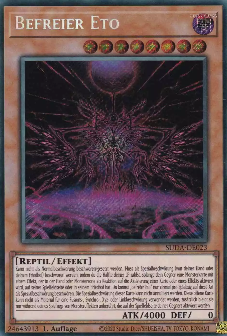 Befreier Eto SUDA-DE023 ist in Secret Rare Yu-Gi-Oh Karte aus Supreme Darkness 1.Auflage