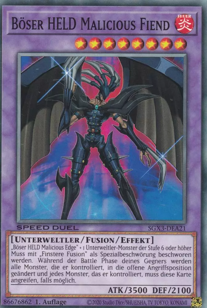 Böser HELD Malicious Fiend SGX3-DEA21 ist in Common Yu-Gi-Oh Karte aus Speed Duel GX: Duelists of Shadows 1.Auflage