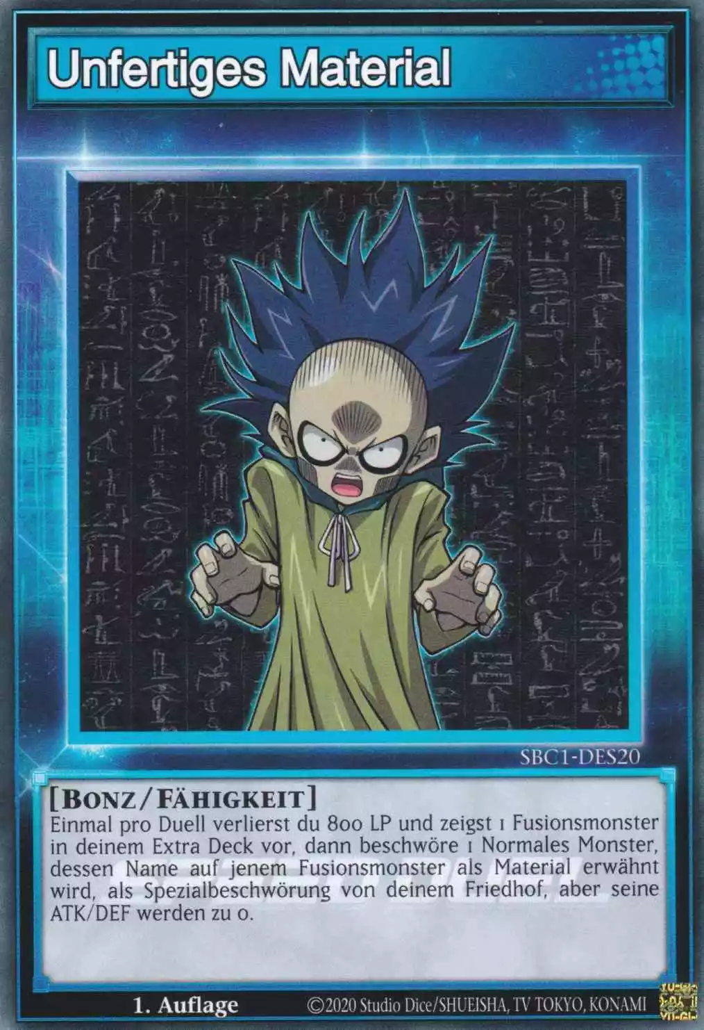 Unfertiges Material SBC1-DES20 ist in Common Yu-Gi-Oh Karte aus Streets of Battle City 1.Auflage