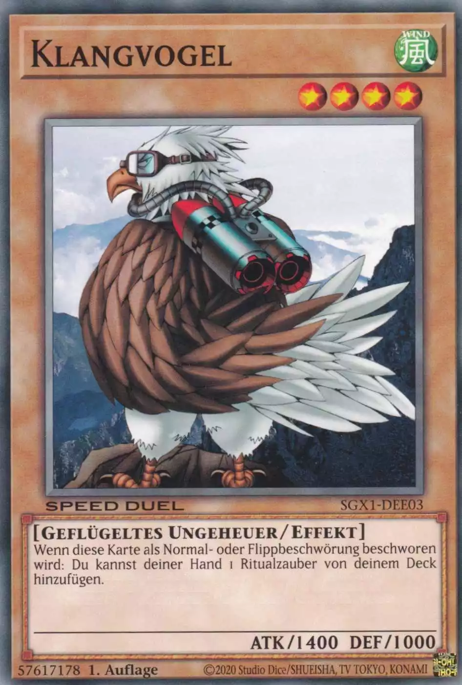 Klangvogel SGX1-DEE03 ist in Common Yu-Gi-Oh Karte aus Speed Duel GX Duel Academy Box 1.Auflage