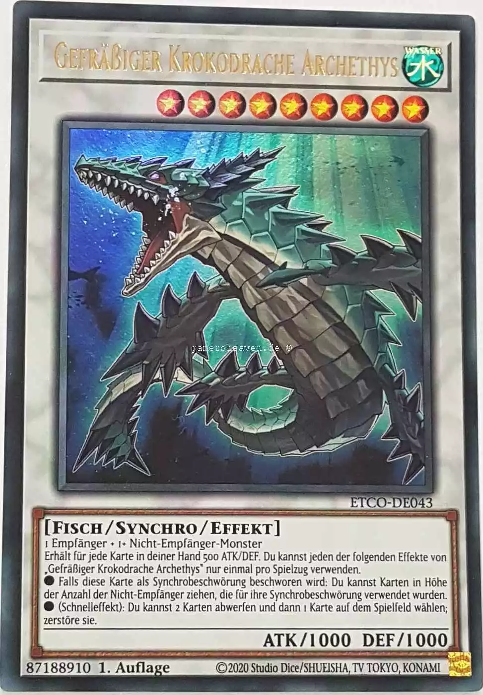 Gefräßiger Krokodrache Archethys ETCO-DE043 ist in Ultra Rare Yu-Gi-Oh Karte aus Eternity Code 1.Auflage