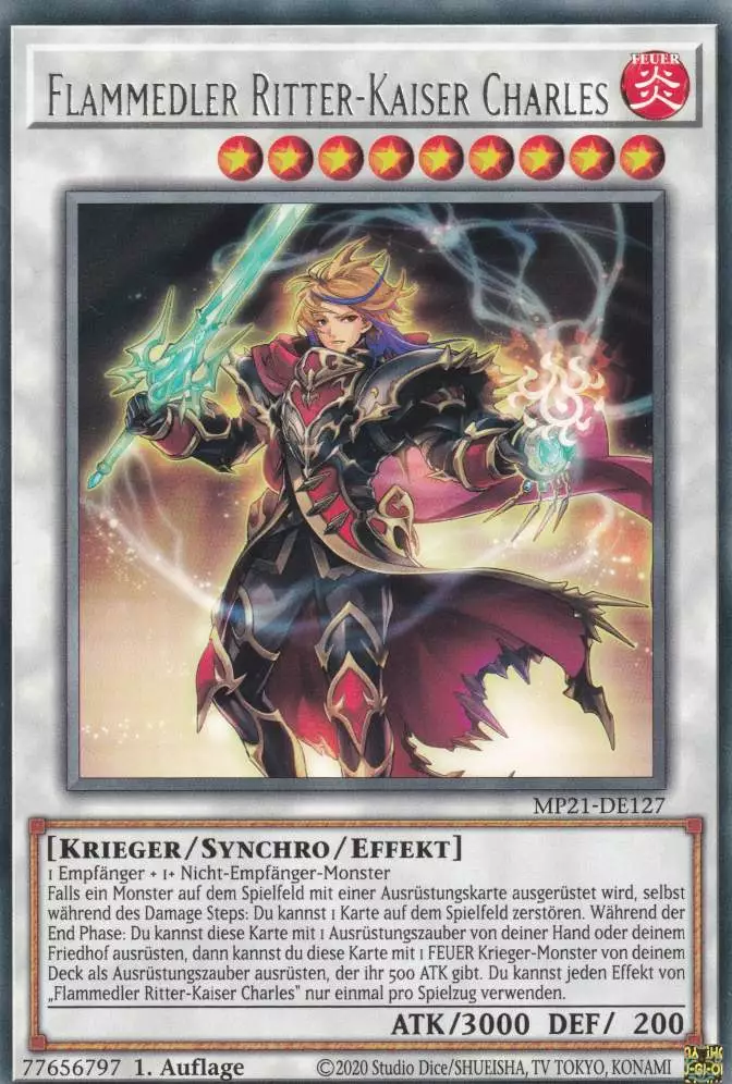 mp21-de127-flammedler-ritter-kaiser-charles-rare-tin-of-ancient-battles Flammedler Ritter-Kaiser Charles MP21-DE127 ist in Rare Yu-Gi-Oh Karte aus Tin of Ancient Battles 1.Auflage
